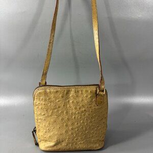 HOBO Camel Ostrich Textured Leather Mini Crossbody Bag